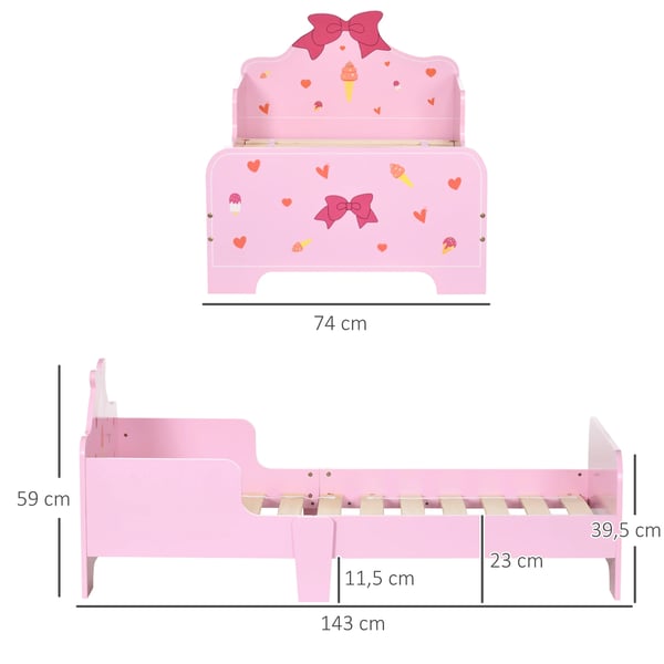 Barnsäng - Juniorsäng - 143×74×59 cm - För 3–6 år - Maxbelastning 80 kg - MDF & multiplex - Rosa