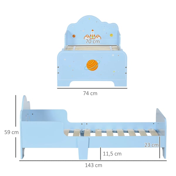Barnsäng - Juniorsäng - 143×74×59 cm - För barn 3–6 år - Maxvikt 80 kg - MDF & plywood - Montering krävs - Blå