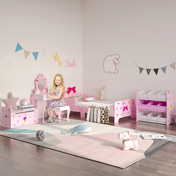 Barnsäng - Juniorsäng - 143×74×59 cm - För 3–6 år - Maxbelastning 80 kg - MDF & multiplex - Rosa