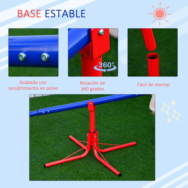 Gungbräda för barn - Trädgårdsmodell 360° roterande - 4-stångsbas med stoppstolpar - 182×77×43 cm - Flerfärgad
