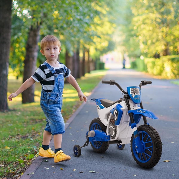 Elektrisk barnmotorcykel - Ride-on åkleksak - Batteri 12 V - Upp till 8 km/h - Med 2 hjul - För barn 3+ - Blå