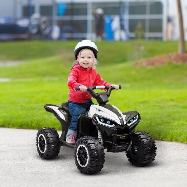 Elektrisk barn-quad 3–5 år - Åkfordon ATV - 12V dubbelmotor - LED-strålkastare - Tuta - 4 hjul - Metallram - 83×53×55,5 cm - Vit