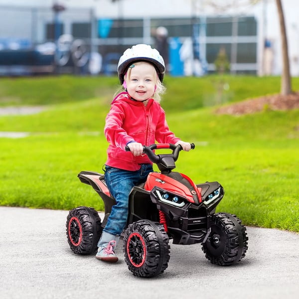 Barnfyrhjuling ATV - Elektriskt åkfordon 12V - 2 motorer - Strålkastare - Tuta - 3–5 år - 83x53x55,5 cm - Röd