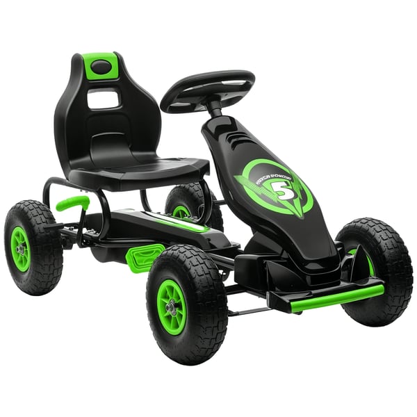 Barn Trampgokart - Pedalbil - För 5–12 År - Justerbart Säte - 4 Hjul - Metallram - Grön