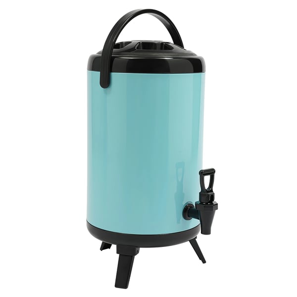 Isoleret drikkebeholder - Drikkedispenser med hane - Rustfrit stål 201 - Til varm & kold - 10 l (ca. 8 l) - 24×33 cm - Himmelblå