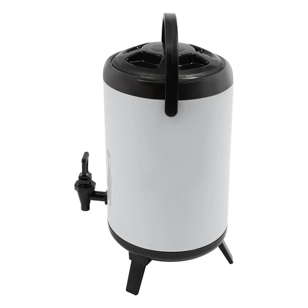 Isolerad dryckesbehållare - Dispenser med kran - 8 L faktisk (10 L) - Rostfritt stål - 24×33 cm - Varm & kall - Vit