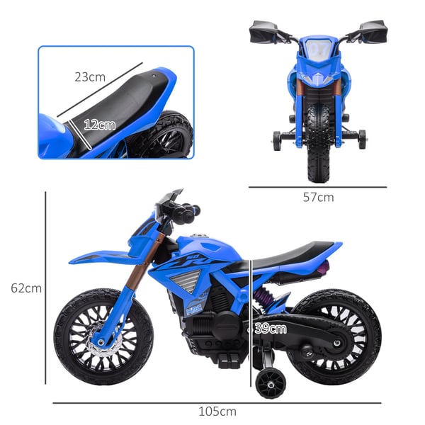 Elmotorcykel för barn - Åkfordon - 2 hjul - Metallram - Från 3 år - Max 30 kg - Blå