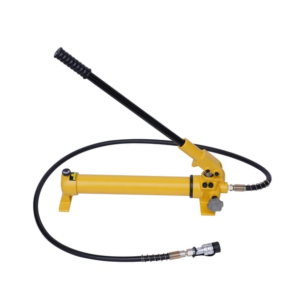 Manuel hydraulisk håndpumpe, støbejern, 0–70 MPa, 700 cc, ZG3/8 hun-hurtigkobling, gul