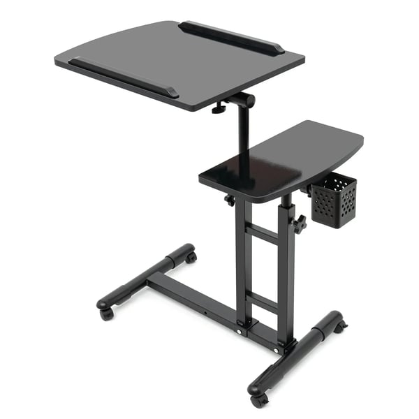 Tatuointivaunu - Työasema tarjottimella - 4 pyörää - Säädettävä käsituki - Korkeus 57,5–90 cm - Tarjotin 64×40 cm - Musta