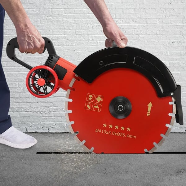 Betonsav - Diamantskærer - 410 mm diamantklinge - 4000 W - Til beton og puds - Rød