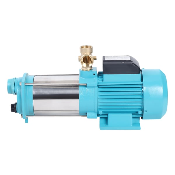 1300W centrifugal vattenpump i rostfritt stål, med tryckströmbrytare & manometer, IP44, 220V EU-kontakt, Cyan, för bevattning