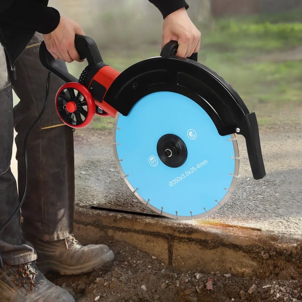 Betonsav - Kap- og skæresav - 350 mm diamantklinge - 4000 W - Til beton og gips - Blå