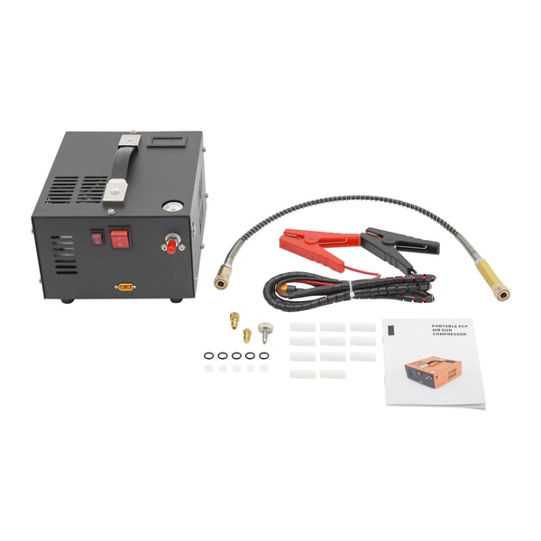 Transportabel PCP luftkompressor - Stempelkompressor - 12 V - 30 MPa Højtryk - 300 W - EU-Stik - Til Dykkerflaske - Luftkølet Kobbermotor