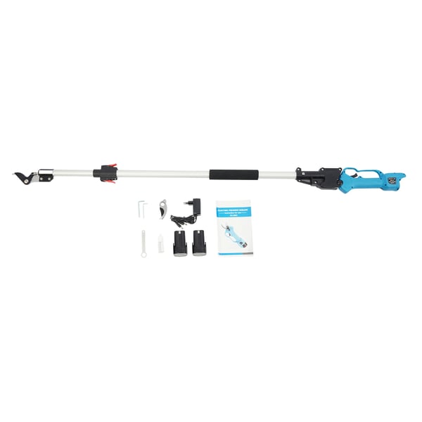 Elektrisk sekatör - Batteridriven grensax - Borstlös motor 500 W - Kapar upp till 25 mm - SK5-stålblad - 2 batterier - Blå