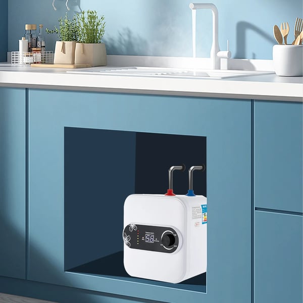 Sähköinen vedenlämmitin - SY-8 - 1500 W - Ylävesiliitäntä - Turvaventtiili - Nopea lämmitys - Valkoinen