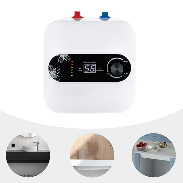 Sähköinen vedenlämmitin - SY-8 - 1500 W - Ylävesiliitäntä - Turvaventtiili - Nopea lämmitys - Valkoinen