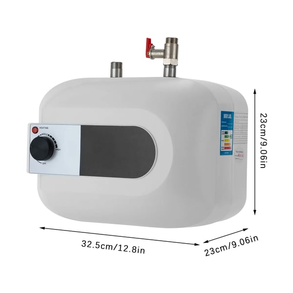 Elvarmvattenberedare - SY-8 6 L - 1500 W - Säkerhetsventil - Övre vattenutlopp - Snabb uppvärmning - Transparent