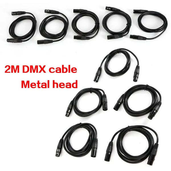 DMX-kabelsæt - DMX512 XLR 3-polet - 2 m - 10-pak - Til scenelys og lyd - Sort