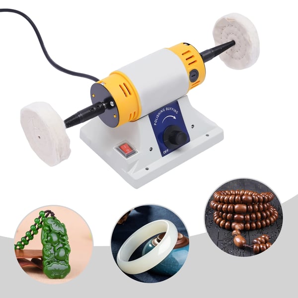 Smykkepoleringsmaskine - Bænkpudser - 320 W - 800–10000 omdr./min Variabel Hastighed - 2 Polerskiver - 220 V - EU-stik