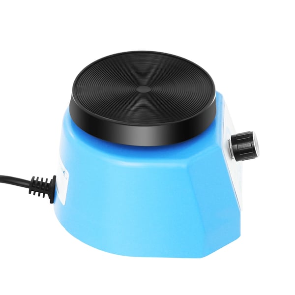Mini vibrationsplade til gipsmodeller - Laboratorieryster - 70 W - Trinløs hastighed - 10 cm rund skive - 1 m kabel - Blå
