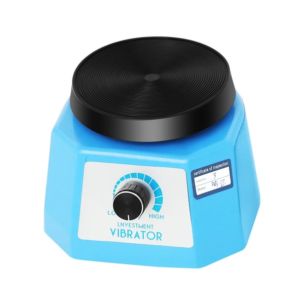 Mini vibrationsplade til gipsmodeller - Laboratorieryster - 70 W - Trinløs hastighed - 10 cm rund skive - 1 m kabel - Blå