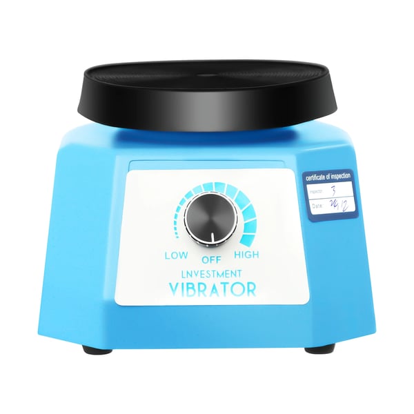 Mini vibrationsplade til gipsmodeller - Laboratorieryster - 70 W - Trinløs hastighed - 10 cm rund skive - 1 m kabel - Blå
