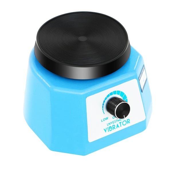 Mini vibrationsplade til gipsmodeller - Laboratorieryster - 70 W - Trinløs hastighed - 10 cm rund skive - 1 m kabel - Blå