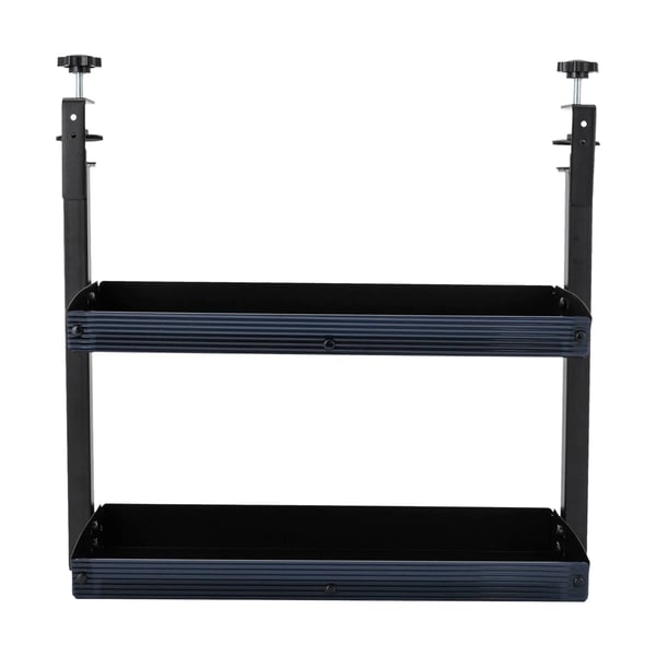 Skrivebordshylde - Klemme-monteret hylde - 2 niveauer - Justerbar opbevaringsbakke - Clip-on - Let montering - Sort