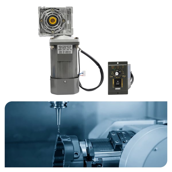 RV40 matovaihdemoottori - AC-vaihdemoottori - 220 V - 180 W - 35 Nm - Ulostulonopeus 0–27 r/min - Nopeudensäädin - Harmaa