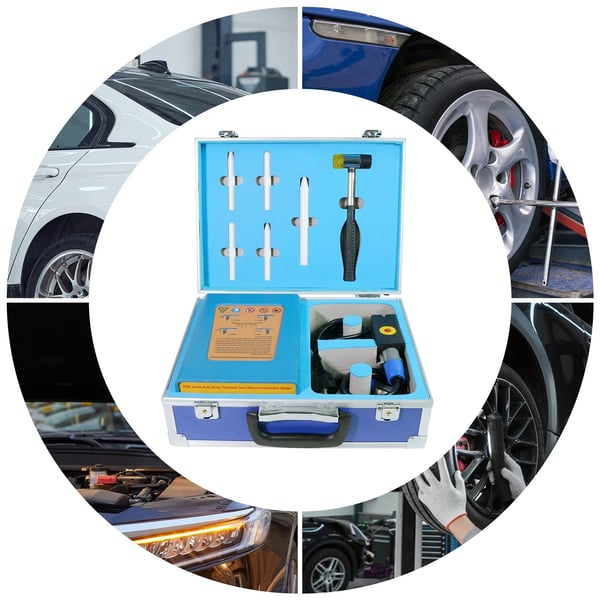 Bilbulefjerner - Elektromagnetisk Induktionsmaskine - Digitalt Display - Effektjustering - Til Stålkarrosseri - 220V - Blå