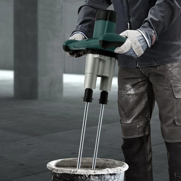 Mørtel- og cementmixer - Håndholdt dobbeltspindel - 2800 W - 6 Hastigheder - 220 V 50 Hz - EU‑stik - M14 - Grøn