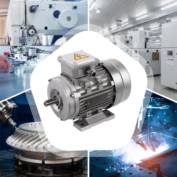 Sähkömoottori - 0,75 kW - 1400 r/min - IP55 - 14 mm akseli - 24×13,5×17,5 cm - Hopea