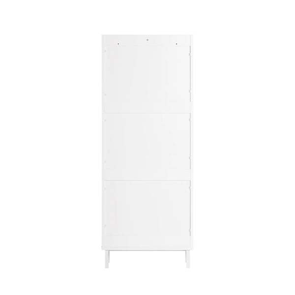 FSR151-H-W, skoskab med 3 klapper, smalt design, 6 hylder, hvid