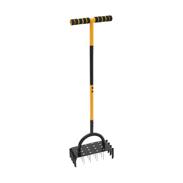 Gräsluftare 2-in-1 - Manuell Aerator - 16 Spikar - 8 Kärnpluggar - Höjd 98 cm - Stål - Skumhandtag - Gul Gräsluftare 2-in-1 - Manuell Aerator - 16 Spikar - 8 Kärnpluggar - Höjd 98 cm - Stål - Skumhandtag - Gul