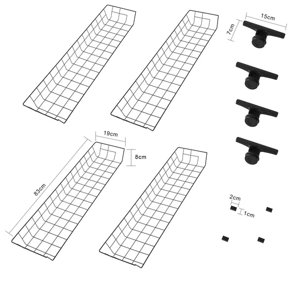 FRG34-P02, opbevaringskurvesæt til teleskopisk garderobesystem, metal, sort
