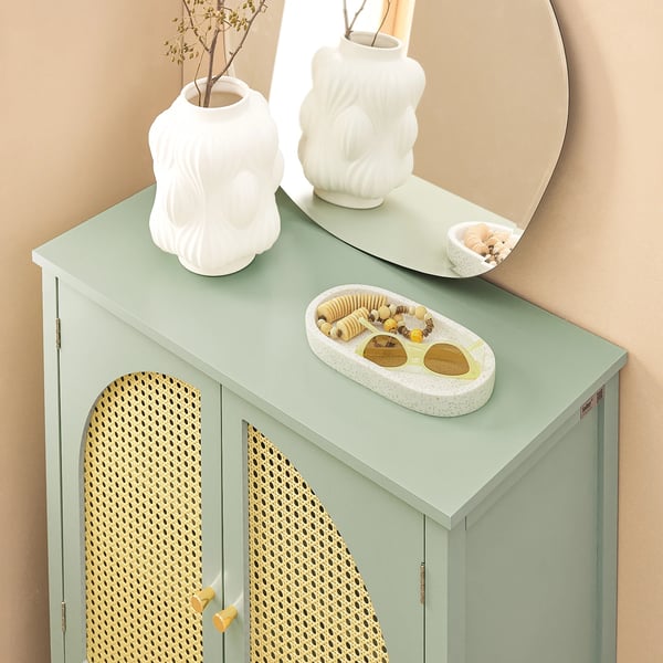 Opbevaringsskab FSB72-GR, sideboard/skoskab, døre i gitterlook, grøn