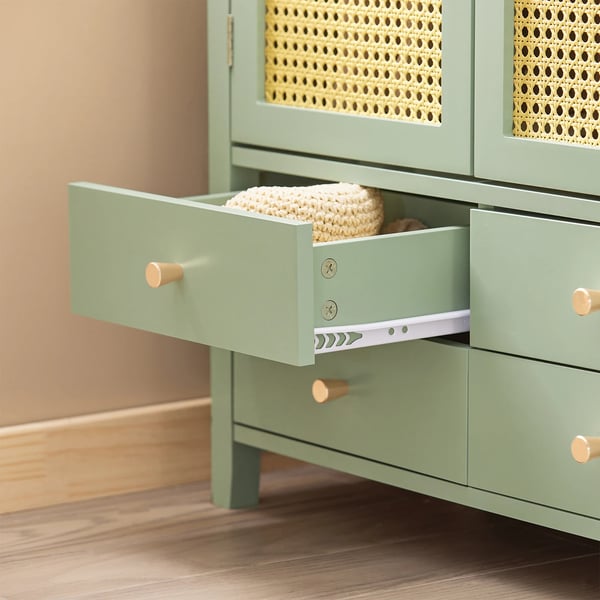Opbevaringsskab FSB72-GR, sideboard/skoskab, døre i gitterlook, grøn