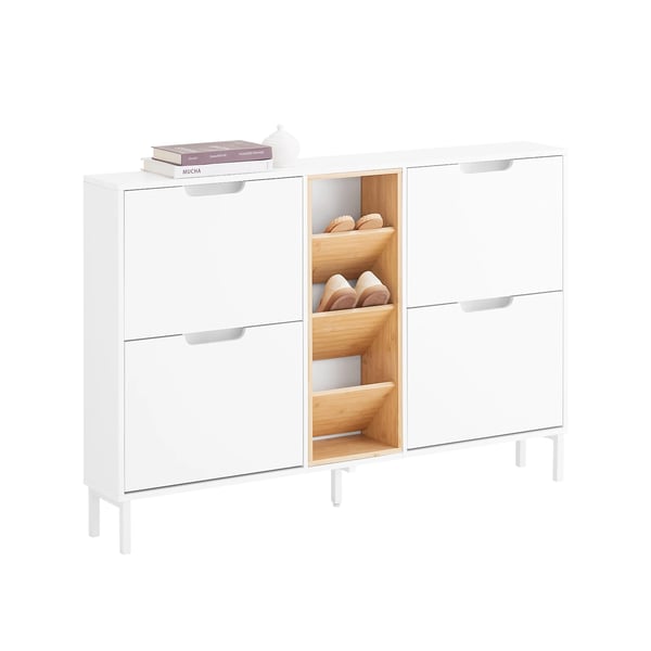 Skoskab - FSR183-WN - 4 Vippelåger - Smalt Design - Skoreol & Opbevaring - Entremøbel - Hvid