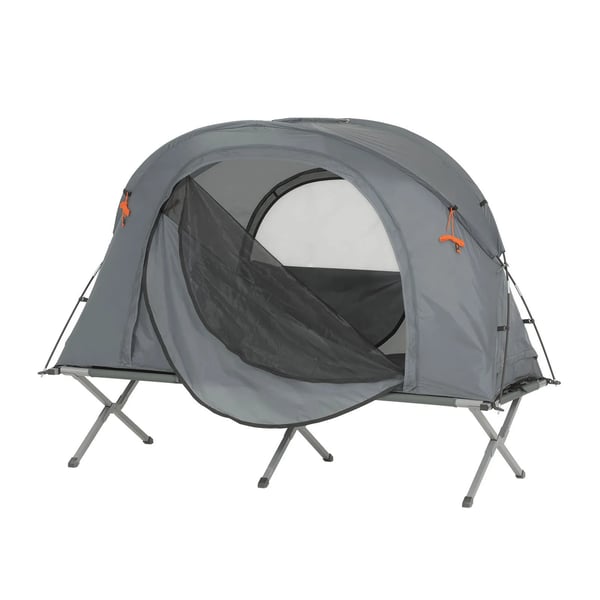 OGS60-HG 4-i-1 overlevelsestelt & feltseng, 1-person campingsæt, sovepose, madras og tilbehør, grå