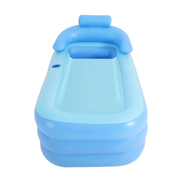 Bærbart Oppusteligt Badekar - SPA-badekar - Sammenklappeligt - Ergonomisk Ryglæn - Låg med Lynlås - Forstærket PVC - Voksne/Børn - Blå