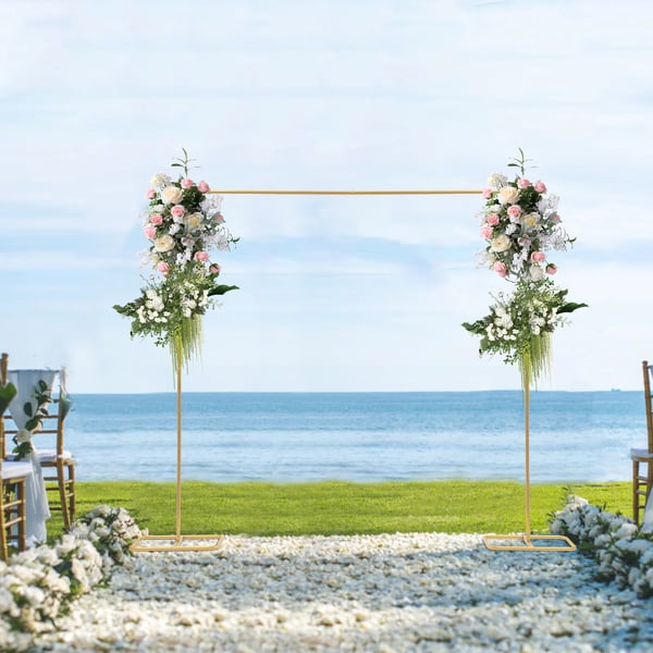 Bryllupsbaggrund - Metal blomster-/baggrundsstativ - 200×210 cm - Max 5 kg - XL - Guld