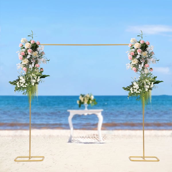 Bryllupsbaggrund - Metal blomster-/baggrundsstativ - 200×210 cm - Max 5 kg - XL - Guld