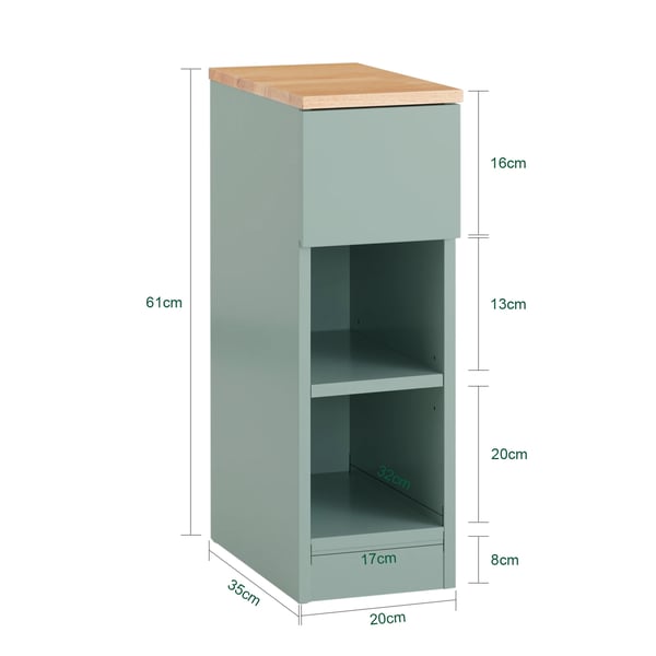 FBT111 natbord/sidebord, smalt med skuffe, til boxmadras/sofa, lysegrå