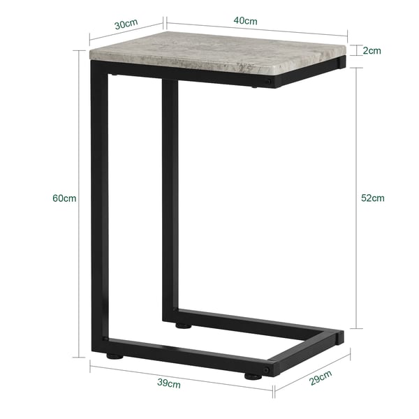 FBT44, multifunktionelt sidebord/laptopbord, lysegrå, ca. 30×60×40 cm