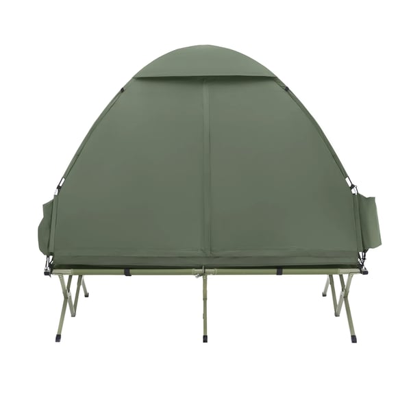 OGS32-L, 4-i-1 teltsæt, 2-personers campingtelt med feltseng, sovepose, luftmadras og tilbehør, grøn