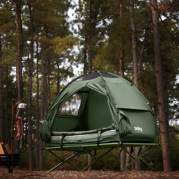 OGS32, 1-person iglotelt, 4‑i‑1 strand/camping, med bæretaske & elektrisk luftpumpe, grøn