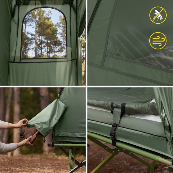 OGS32, 1-person iglotelt, 4‑i‑1 strand/camping, med bæretaske & elektrisk luftpumpe, grøn