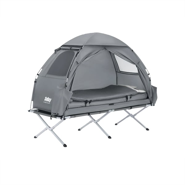 OGS32, 1-personers iglootält, 4-i-1 för strand/camping/park, inkl. bärväska och elektrisk luftpump, grå