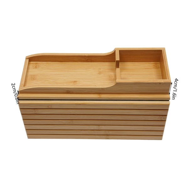 Armlænsbakke til sofa - Bambusbakke med kopholder - Sammenklappelig - Skridsikker - Vandtæt - 41,5 × 34 cm - Rektangulær - Brun