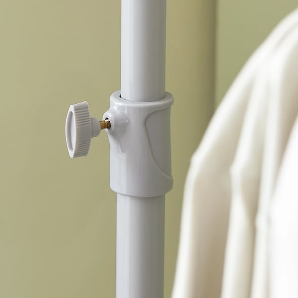 FRG109 teleskopisk garderobesystem, 2 tøjstænger, hyldesystem, lysegrå